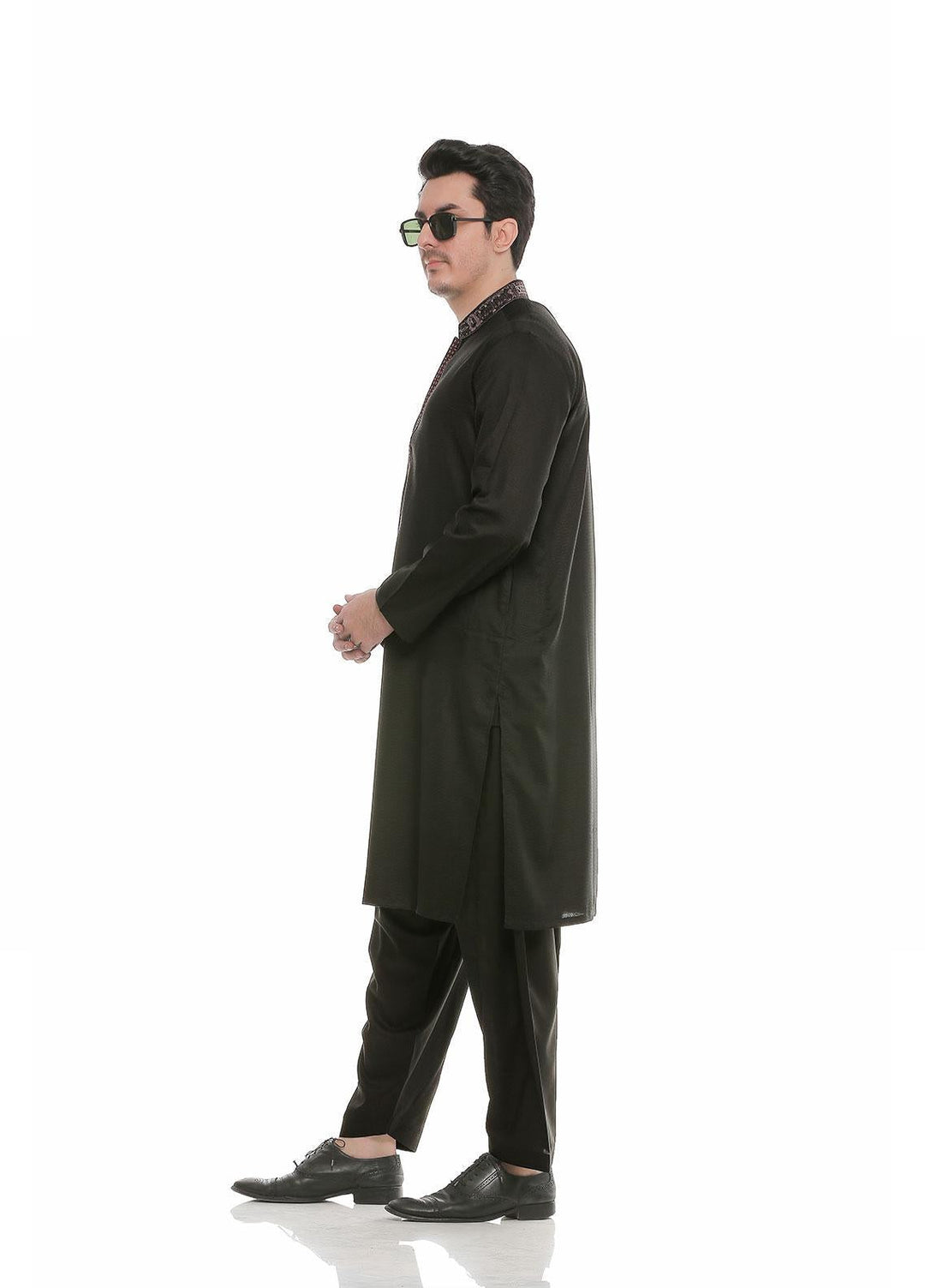 Real Image Wash N Wear Formal Men Kameez Shalwar -  D-475 Black
