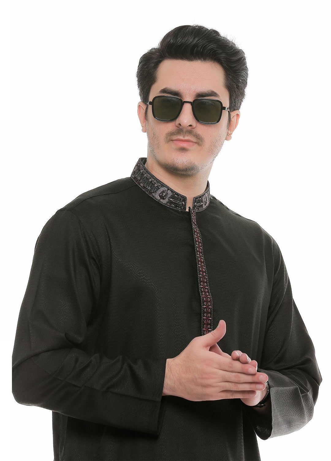 Real Image Wash N Wear Formal Men Kameez Shalwar -  D-475 Black
