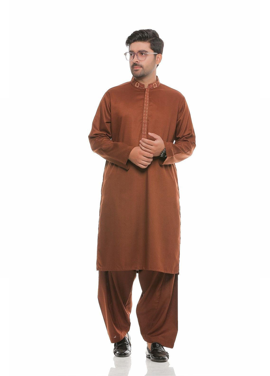 Real Image Wash N Wear Formal Men Kameez Shalwar -  D-475 Rust