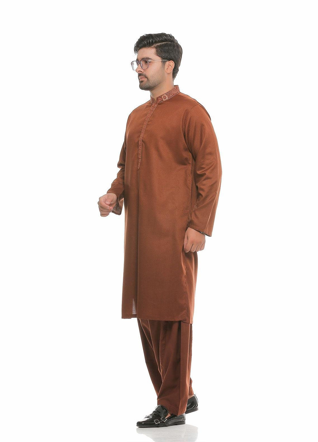 Real Image Wash N Wear Formal Men Kameez Shalwar -  D-475 Rust