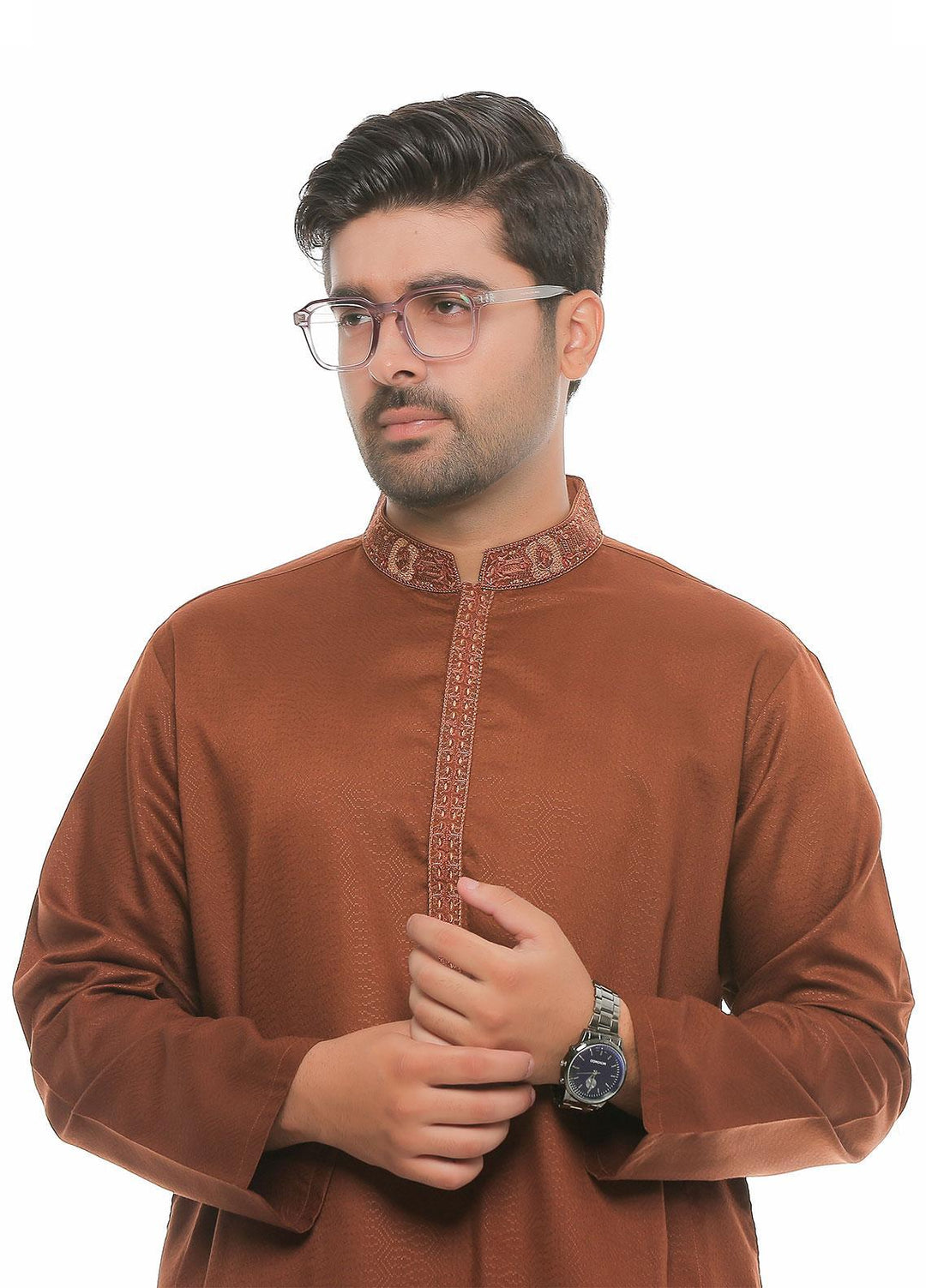 Real Image Wash N Wear Formal Men Kameez Shalwar -  D-475 Rust
