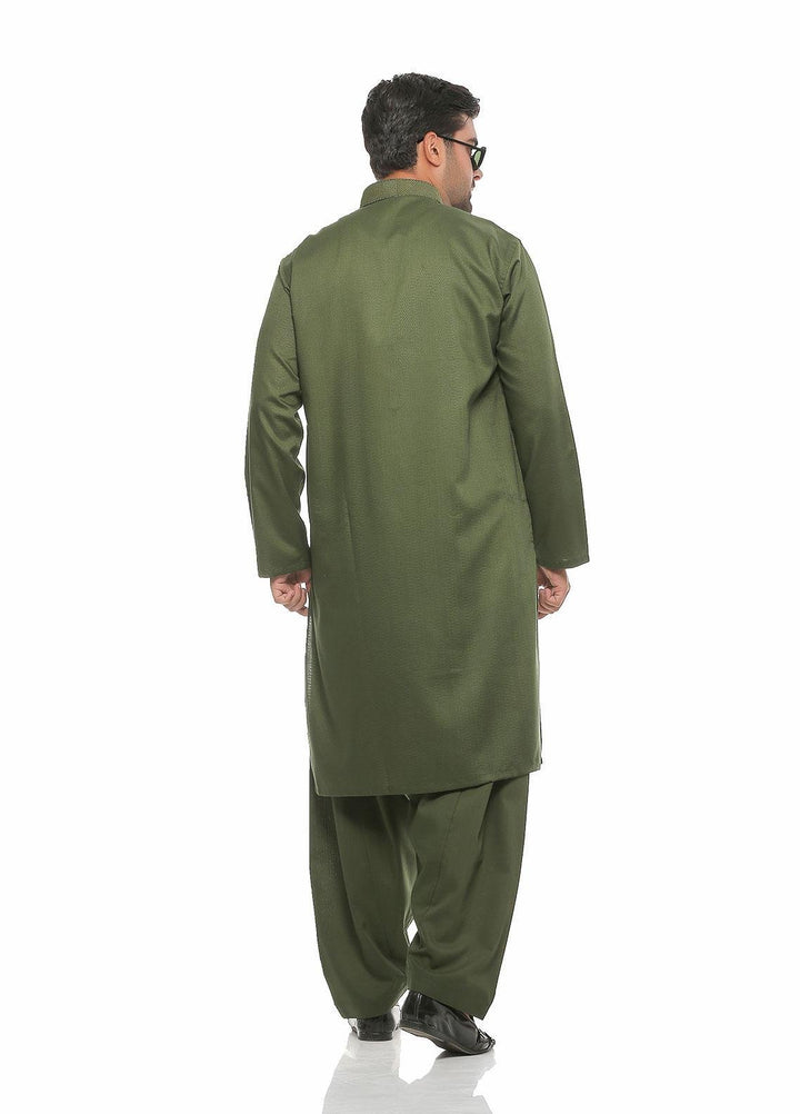 Real Image Wash N Wear Formal Kameez Shalwar for Men -  D-476 Green