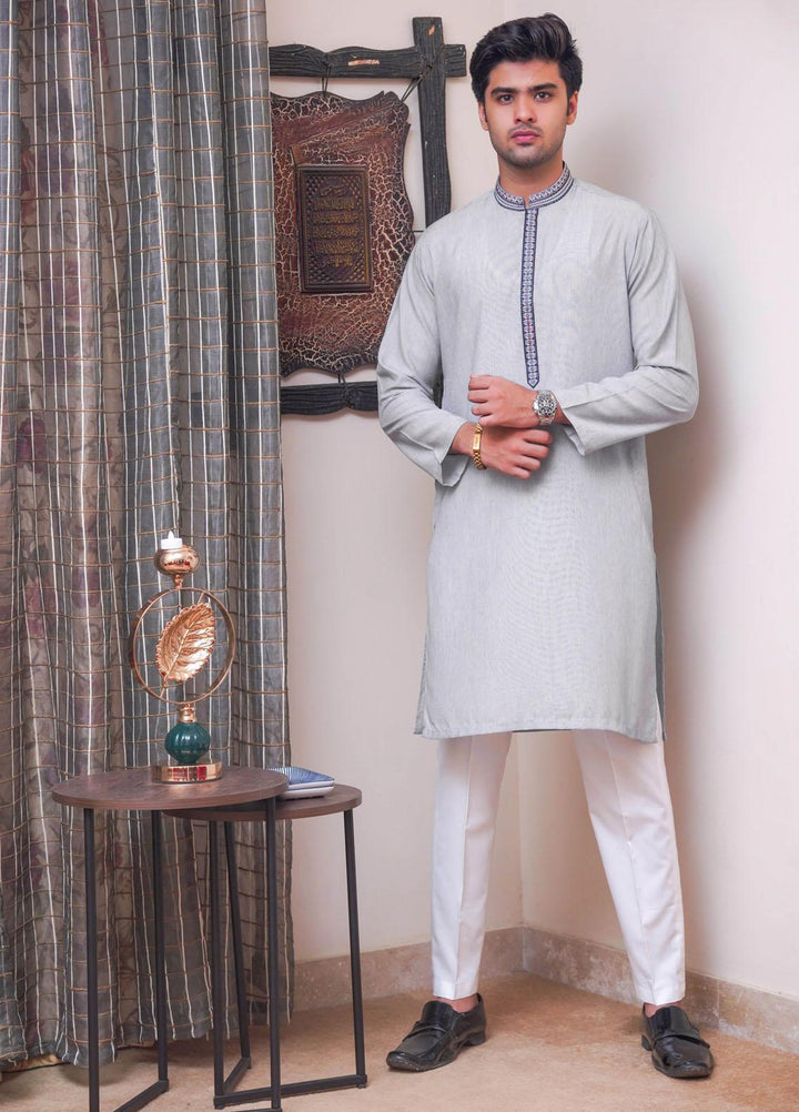 Real Image Blended Formal Kurta for Men -  D-424 Grey