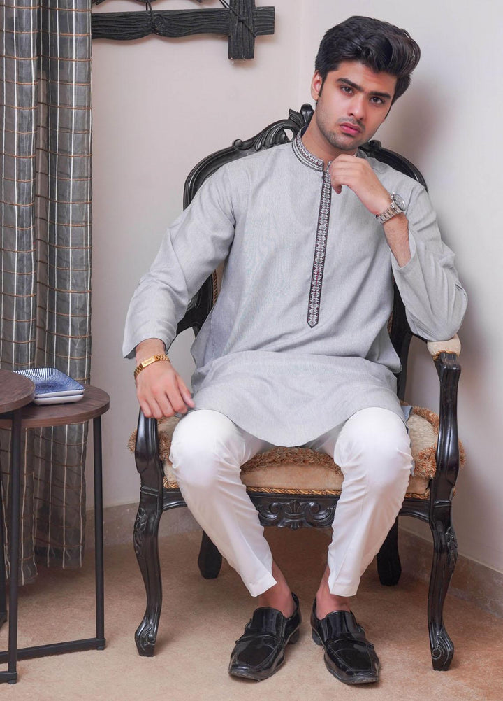 Real Image Blended Formal Kurta for Men -  D-424 Grey
