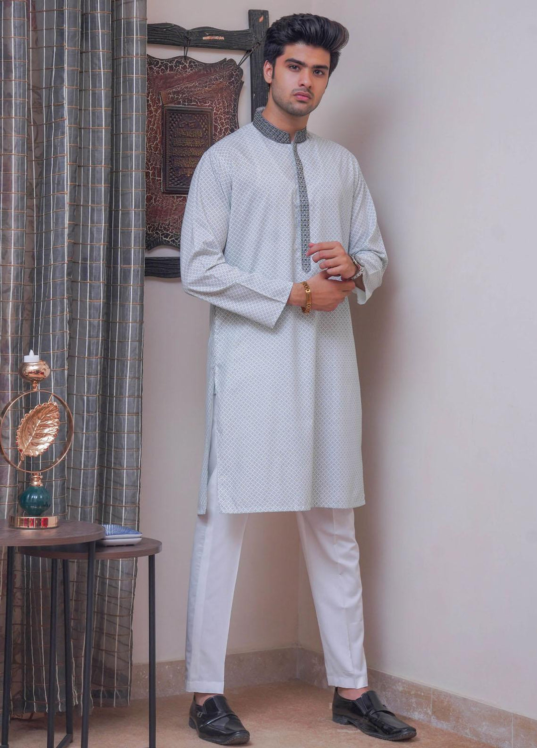 Real Image Blended Formal Kurta for Men -  D-440 Green