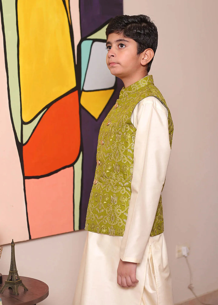 Real Image Raw Silk Formal Boys Fancy Waistcoat - OKW-050