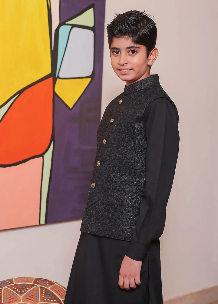Real Image Raw Silk Formal Boys Fancy Waistcoat - OKW-124