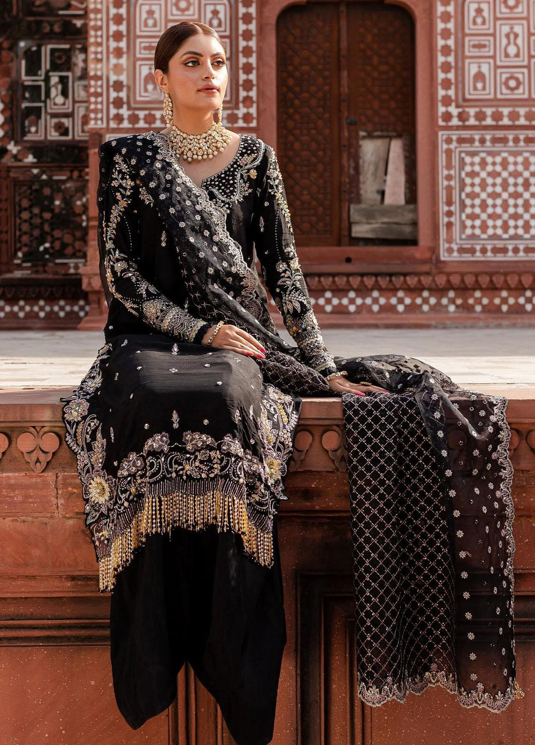 Reem By Zoya & Fatima Embroidered Raw Silk Suits Unstitched 3 Piece ZOF23R Maya - Festive Collection
