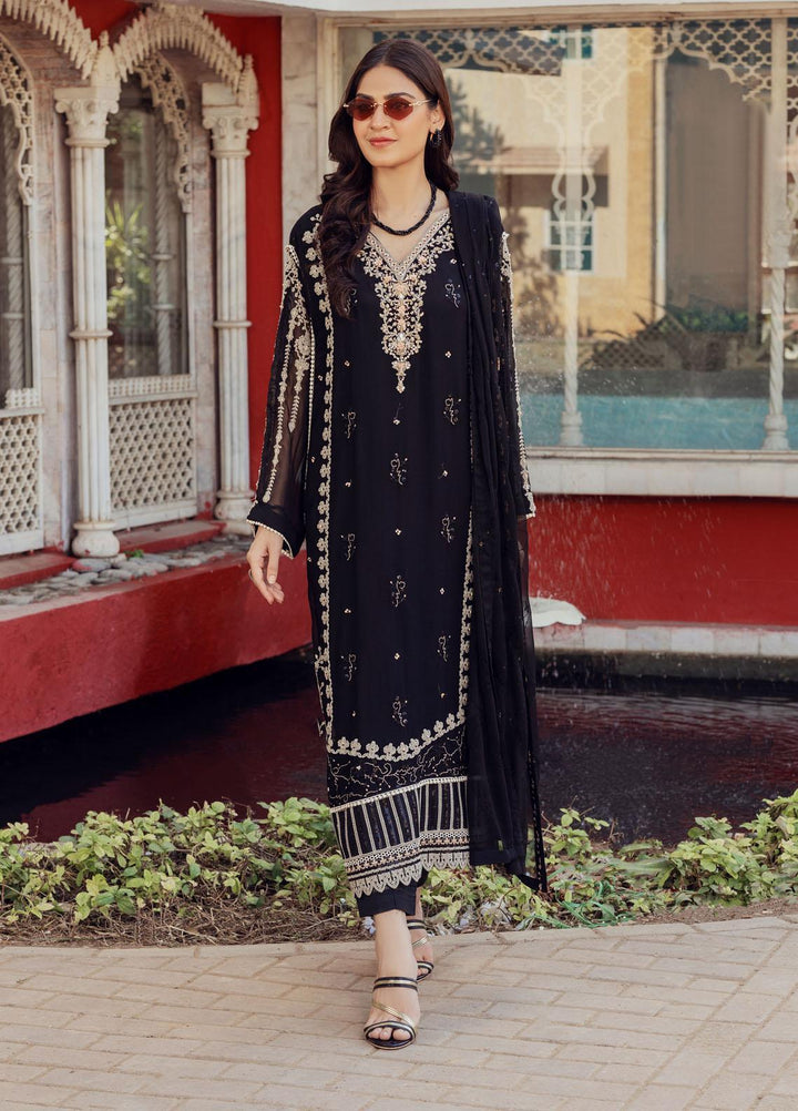 Shamooz Luxury Pret  Chiffon 3 Piece Suit Midnight Black SEM-0431