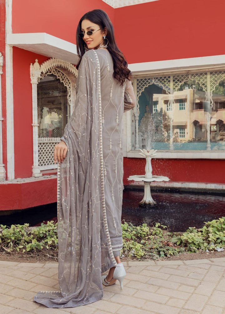 Shamooz Luxury Pret  Chiffon 3 Piece Suit Spanish Grey SEM-0430
