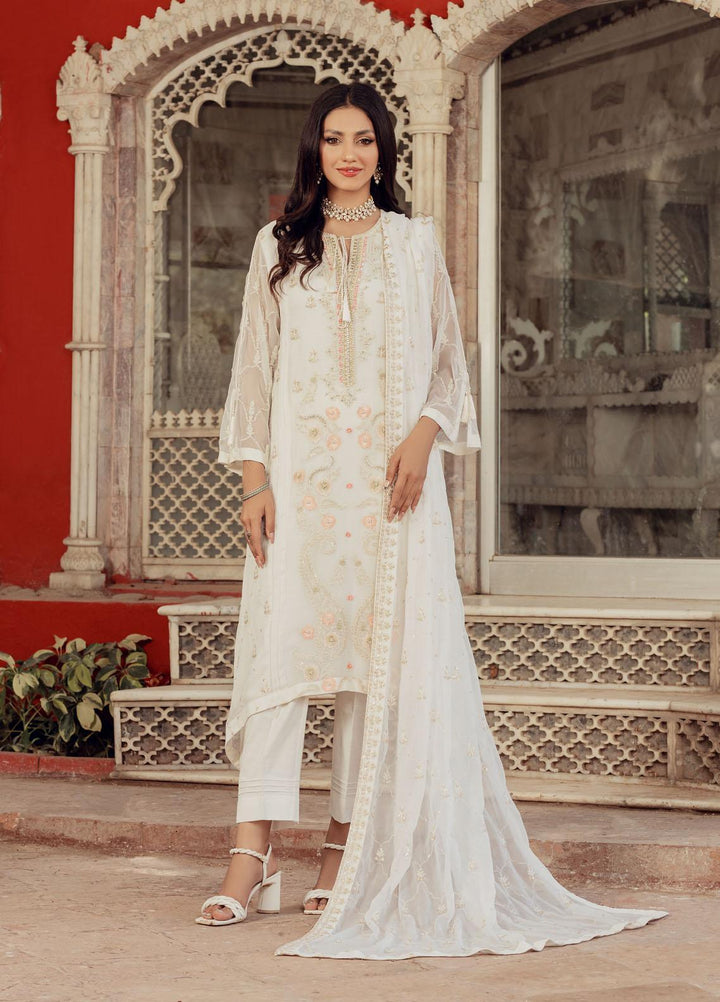 Shamooz Luxury Pret  Chiffon 3 Piece Suit White Tales SEM-0423