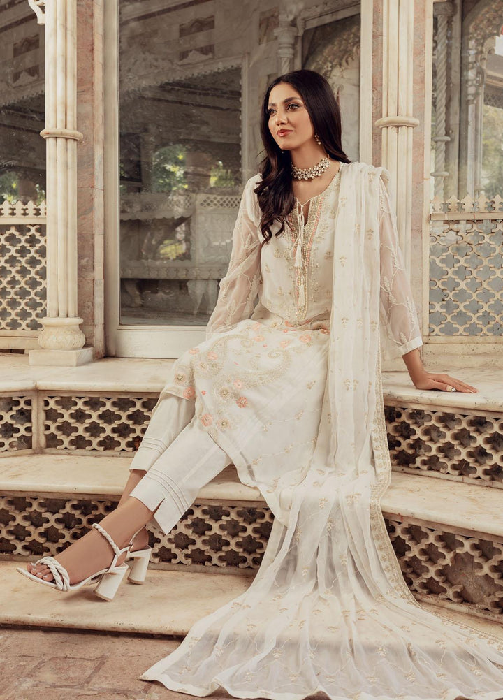 Shamooz Luxury Pret  Chiffon 3 Piece Suit White Tales SEM-0423