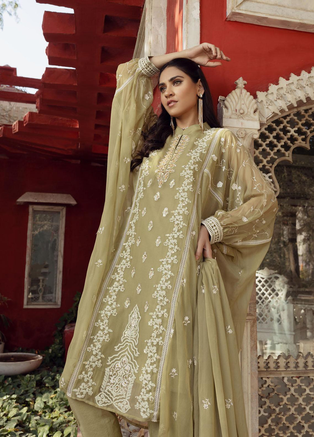 Shamooz Luxury Pret  Chiffon 3 Piece Suit Mint Aura SEM-0421