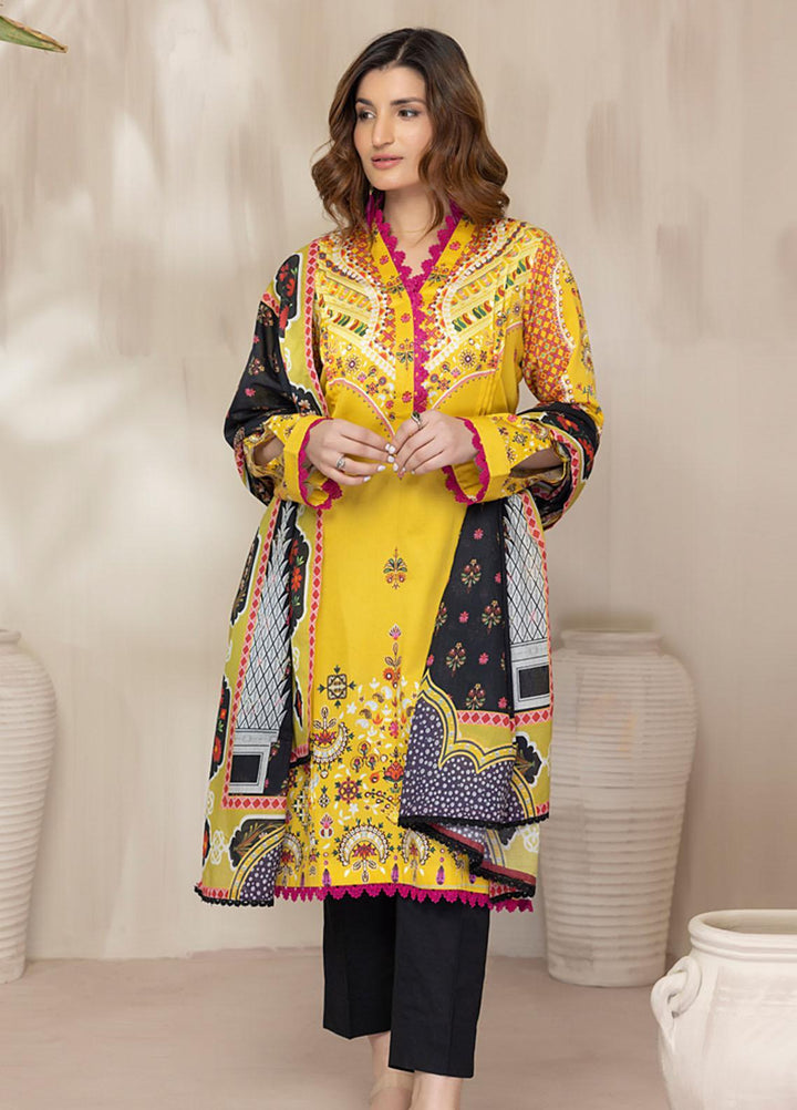 Regalia Textiles Printed Cotton Satin Suits Unstitched 3 Piece RGT22CS D6 - Festive Collection