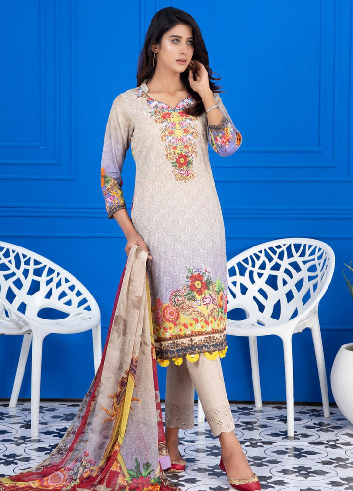 Regalia Textiles Embroidered Lawn Suits Unstitched 3 Piece RG21FE D-10 - Summer Collection
