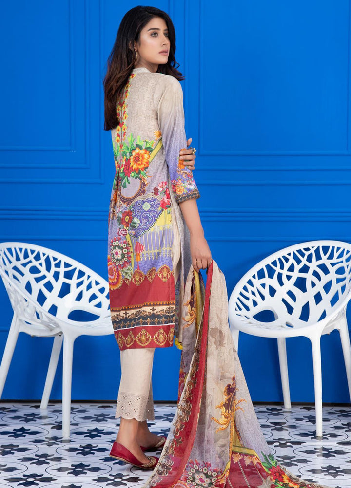 Regalia Textiles Embroidered Lawn Suits Unstitched 3 Piece RG21FE D-10 - Summer Collection