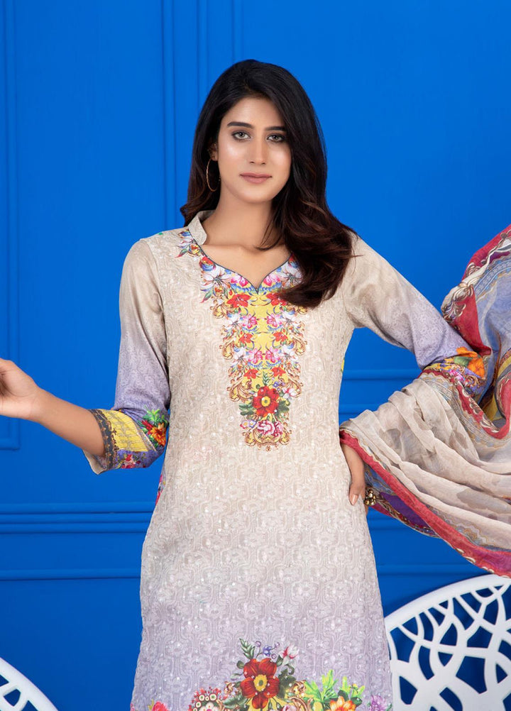 Regalia Textiles Embroidered Lawn Suits Unstitched 3 Piece RG21FE D-10 - Summer Collection