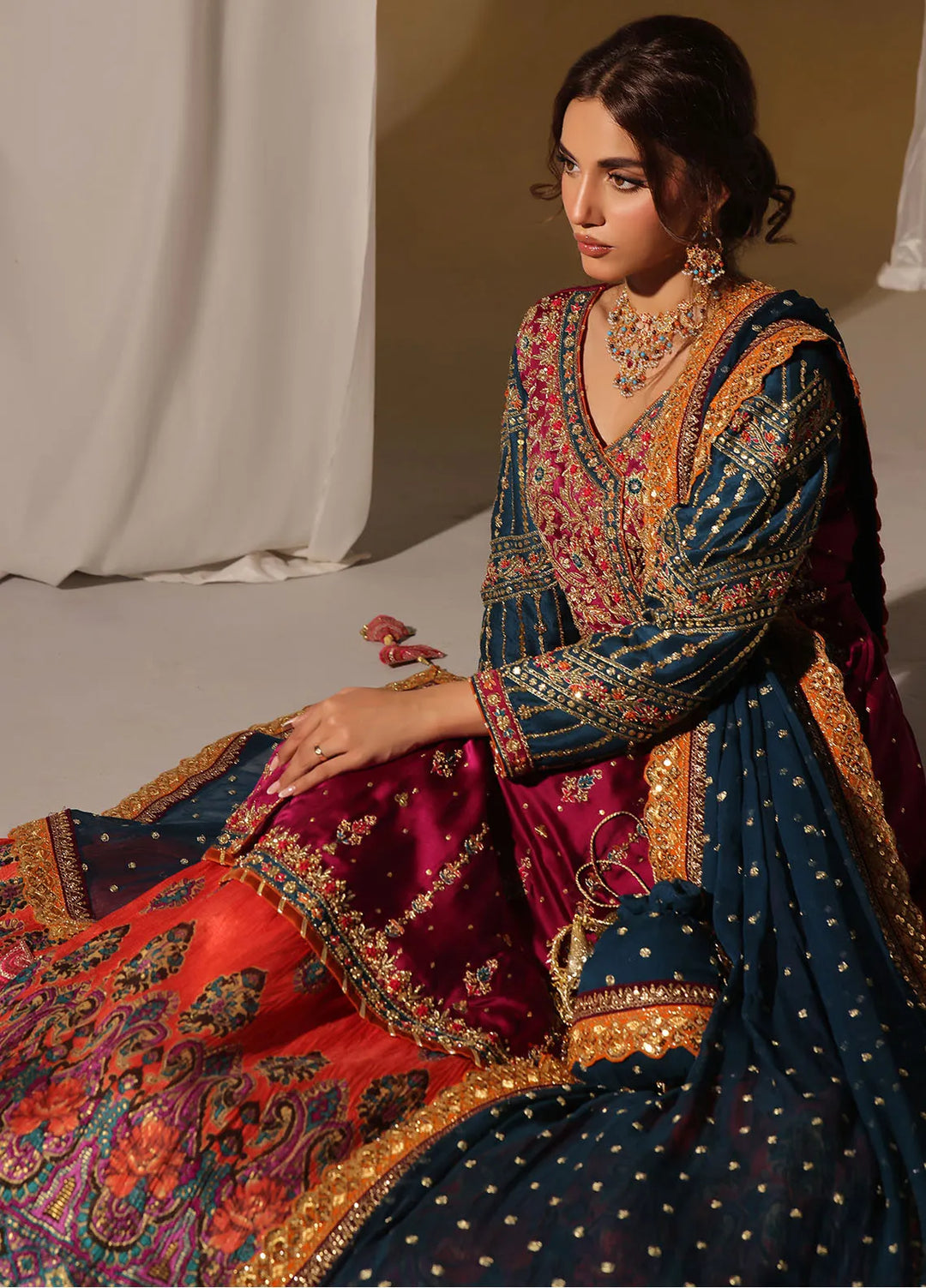 Rehan N Muzammil Pret Embroidered Sheesha Silk 3 Piece Suit Margaret