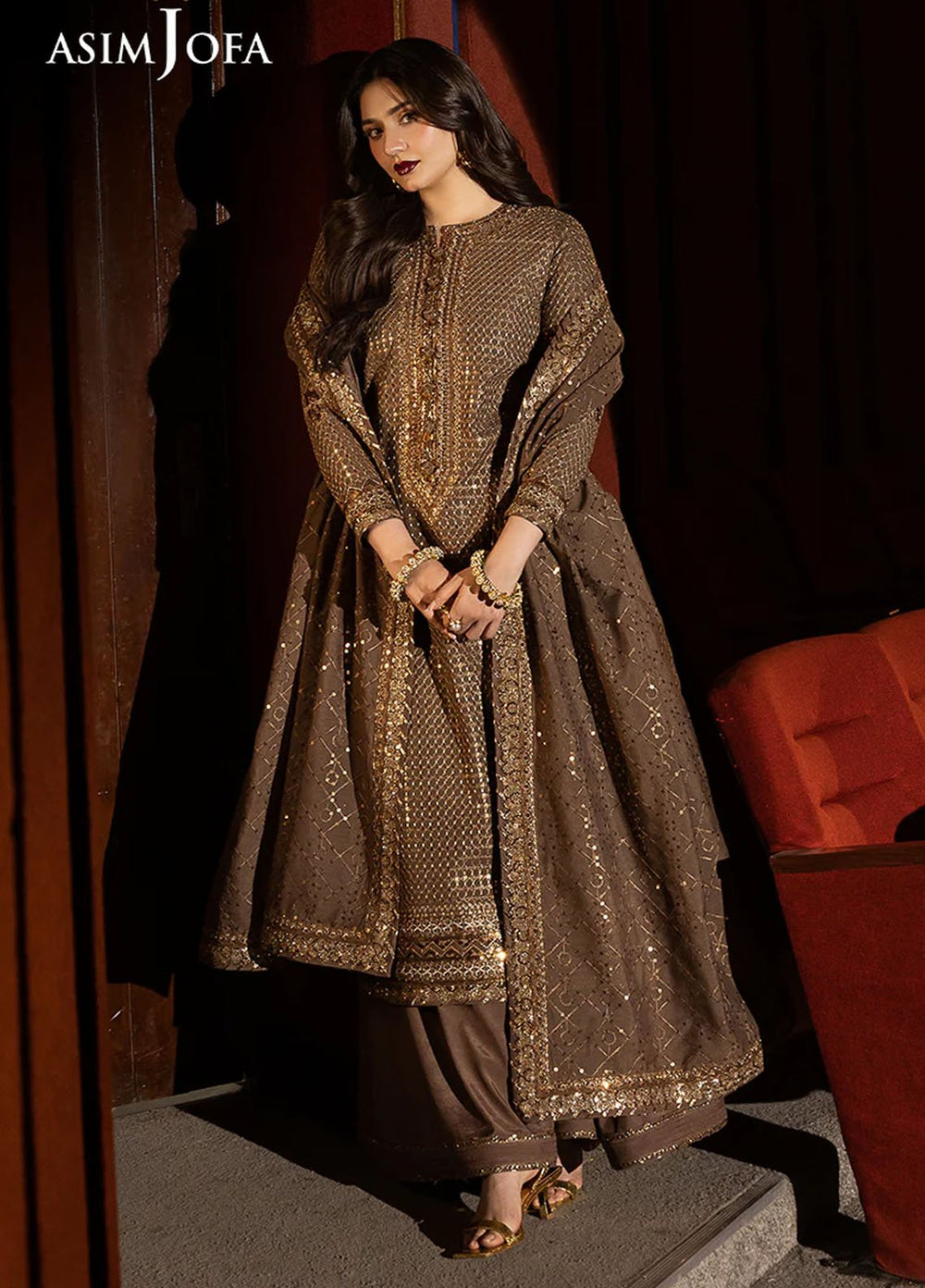 Rejoice by Asim Jofa Embroidered Paper Cotton Suits Unstitched 3 Piece AJ25RF AJLFF-08-UNS - Festive Collection