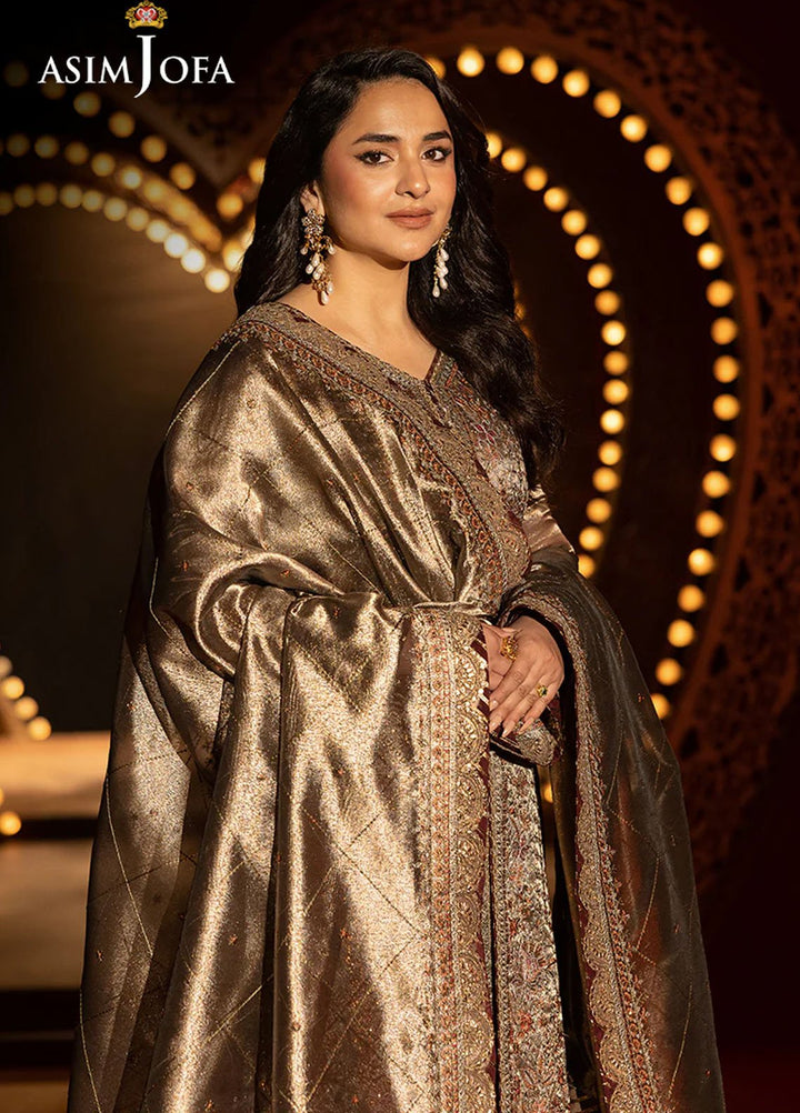 Rejoice by Asim Jofa Embroidered Zari Tissue Suits Unstitched 3 Piece AJ25RF AJLFF-09-UNS - Festive Collection