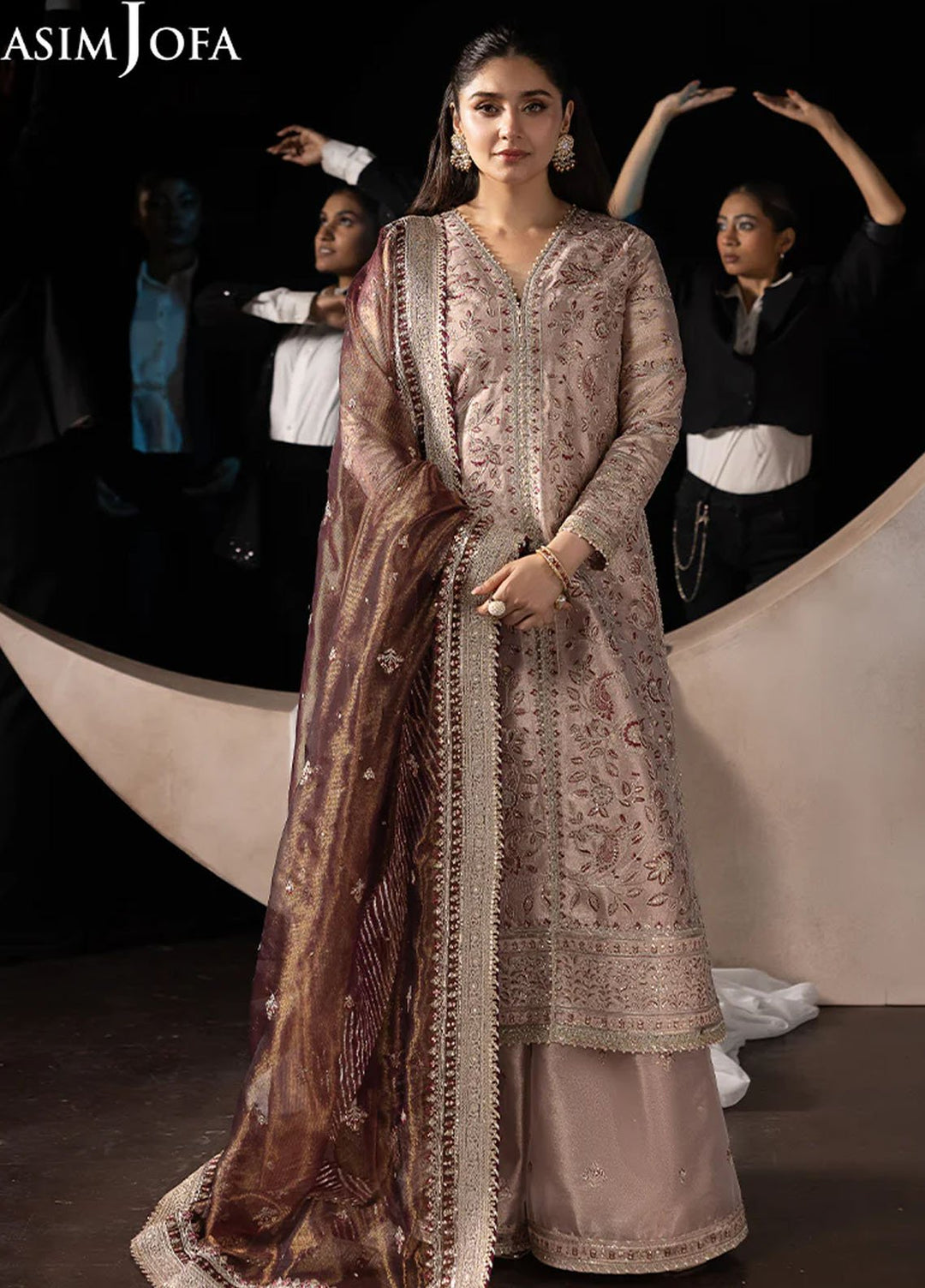 Rejoice by Asim Jofa Embroidered Zari Tissue Suits Unstitched 3 Piece AJ25RF AJLFF-10-UNS - Festive Collection
