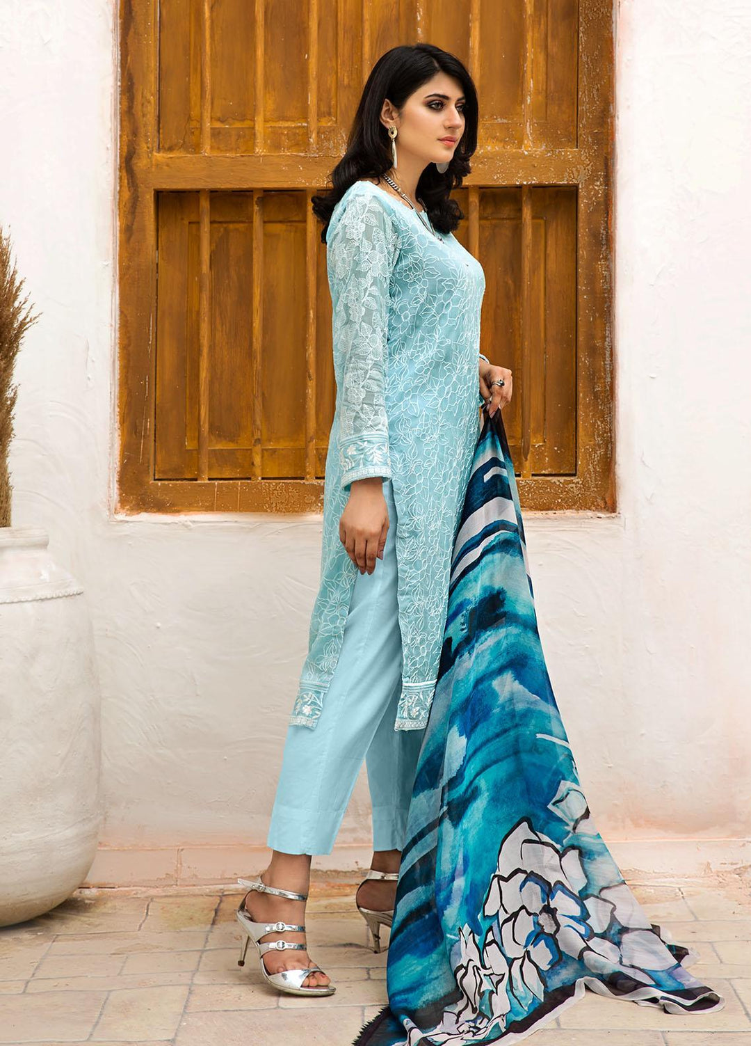 Resham Ghar Embroidered Chiffon Suits Unstitched 2 Piece RG21EC RGSD-01 - Luxury Collection