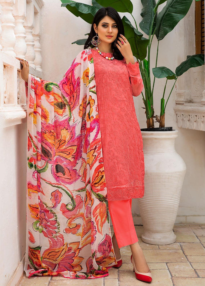 Resham Ghar Embroidered Chiffon Suits Unstitched 2 Piece RG21EC RGSD-03 - Luxury Collection