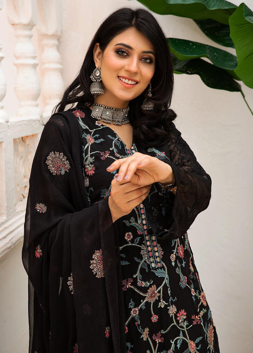 Resham Ghar Embroidered Chiffon Suits Unstitched 2 Piece RG21EC RGSD-05 - Luxury Collection