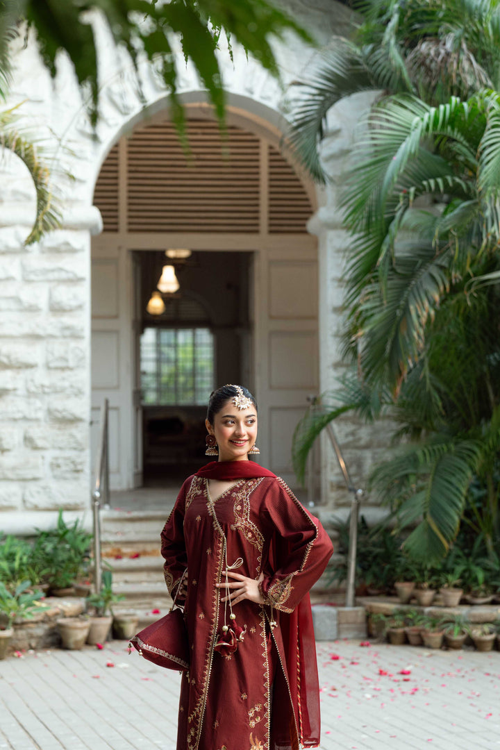 Omal by Komal Pret 3 Piece Cotton Susi Suit Anarkali - Festive Collection