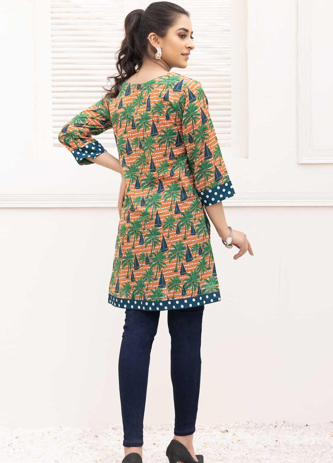 Adan's Libas Printed Lawn Stitched Kurtis D-18