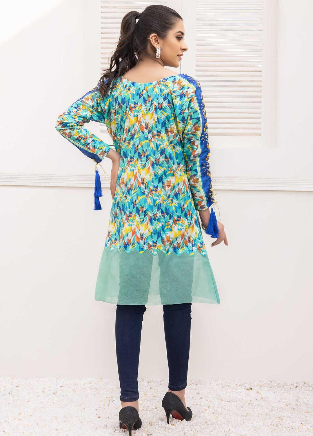 Adan's Libas Printed Lawn Stitched Kurtis D-19