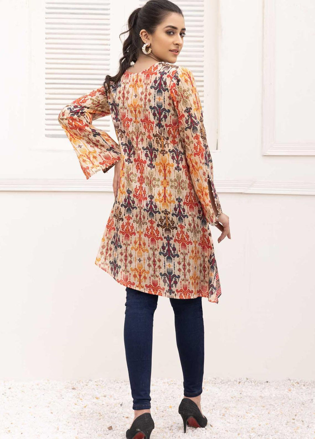 Adan's Libas Printed Lawn Stitched Kurtis D-23