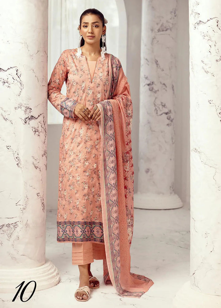 Riaz Arts Embroidered Lawn Suit Unstitched 3 Piece RA25MH D-10 - Summer Collection
