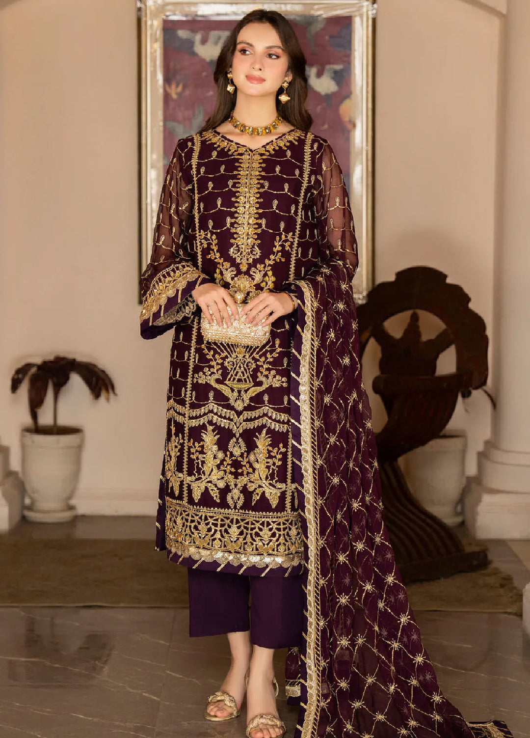Rimjhim By Strawberry Embroidered Chiffon Suit Unstitched 4 Piece STB24R FLS-RJ-004 - Summer Collection