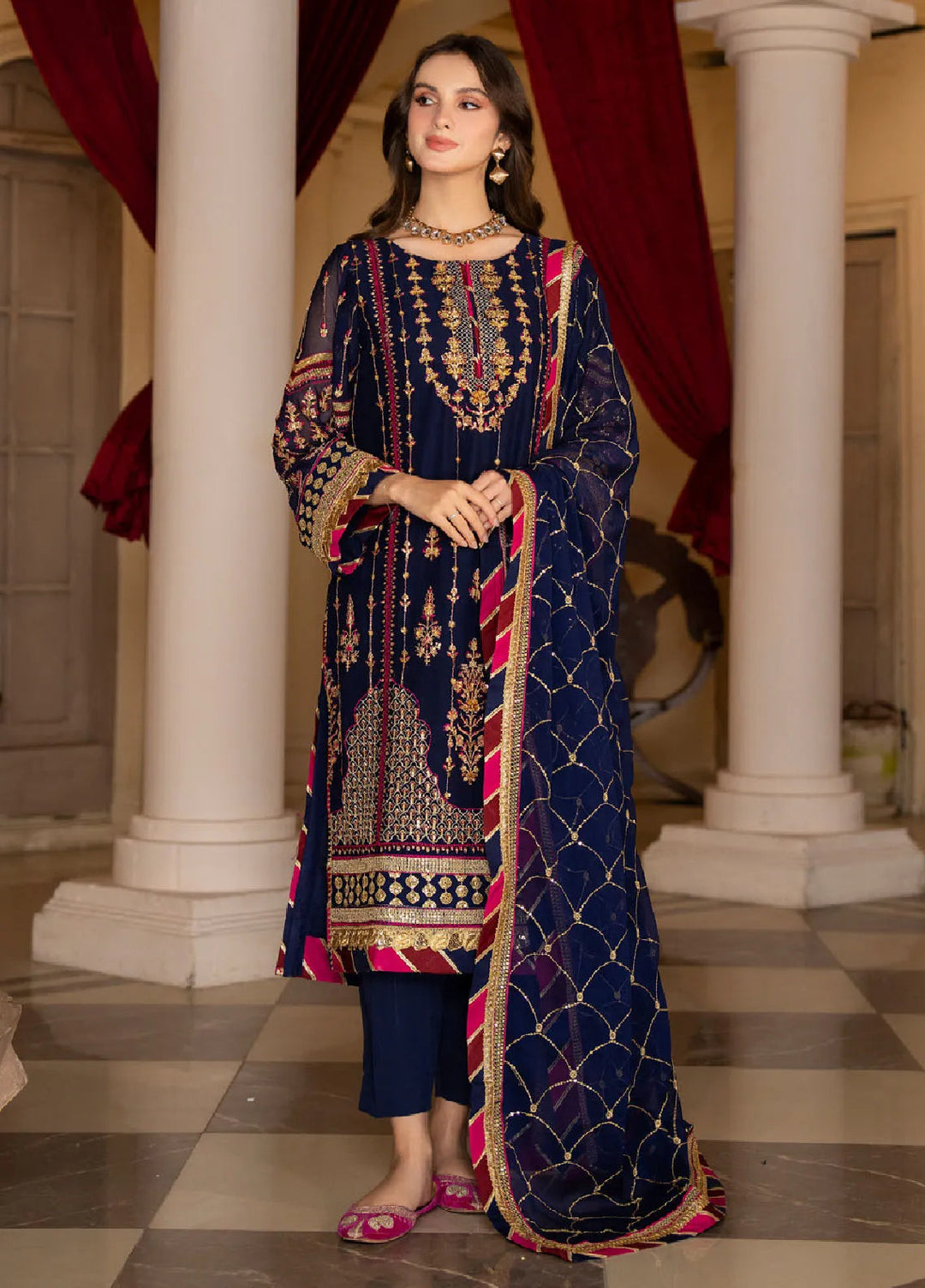 Rimjhim By Strawberry Embroidered Chiffon Suit Unstitched 4 Piece STB24R FLS-RJ-005 - Summer Collection
