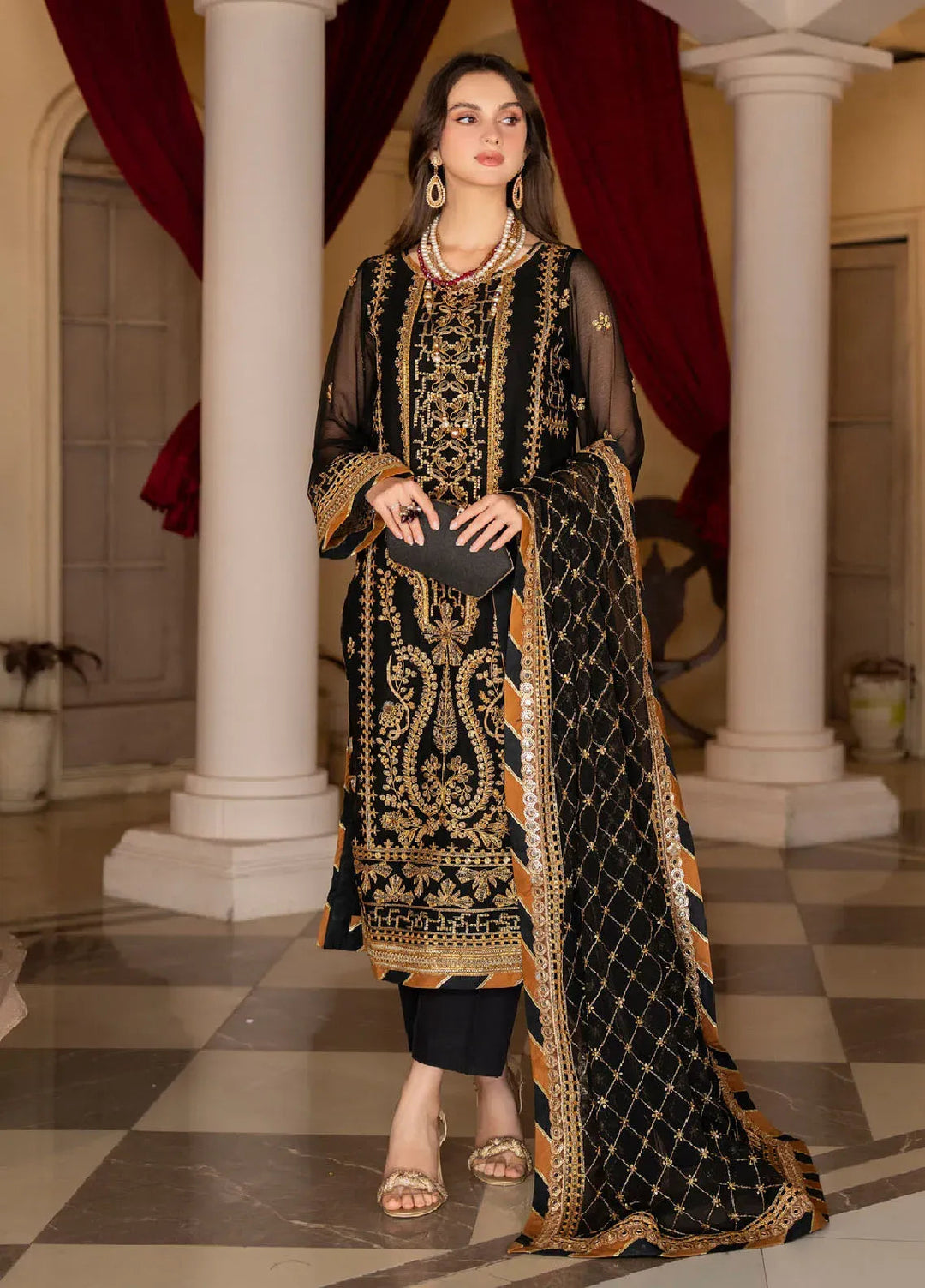 Rimjhim By Strawberry Embroidered Chiffon Unstitched Suit 4 Piece STB24R FLS-RJ-001 - Summer Collection