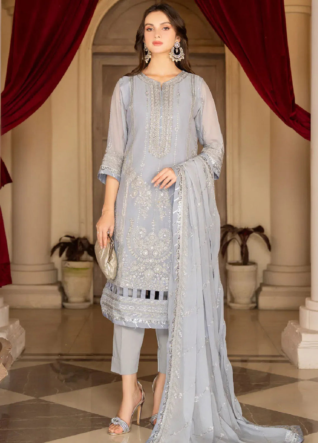 Rimjhim By Strawberry Embroidered Chiffon Unstitched Suit 4 Piece STB24R FLS-RJ-008 - Summer Collection
