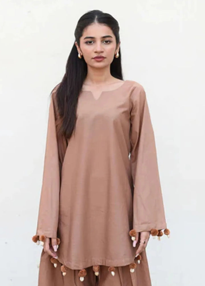Ripret Pret plain Cotton 2 Piece Suit Umber Solid Set