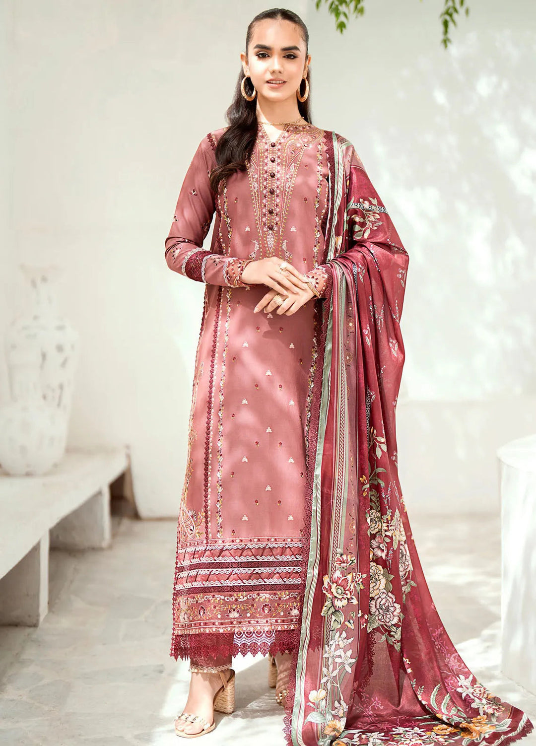 Riwaayat By Bin Ilyas Embroidered Lawn Suit Unstitched 3 Piece BI24R 305 A - Summer Collection