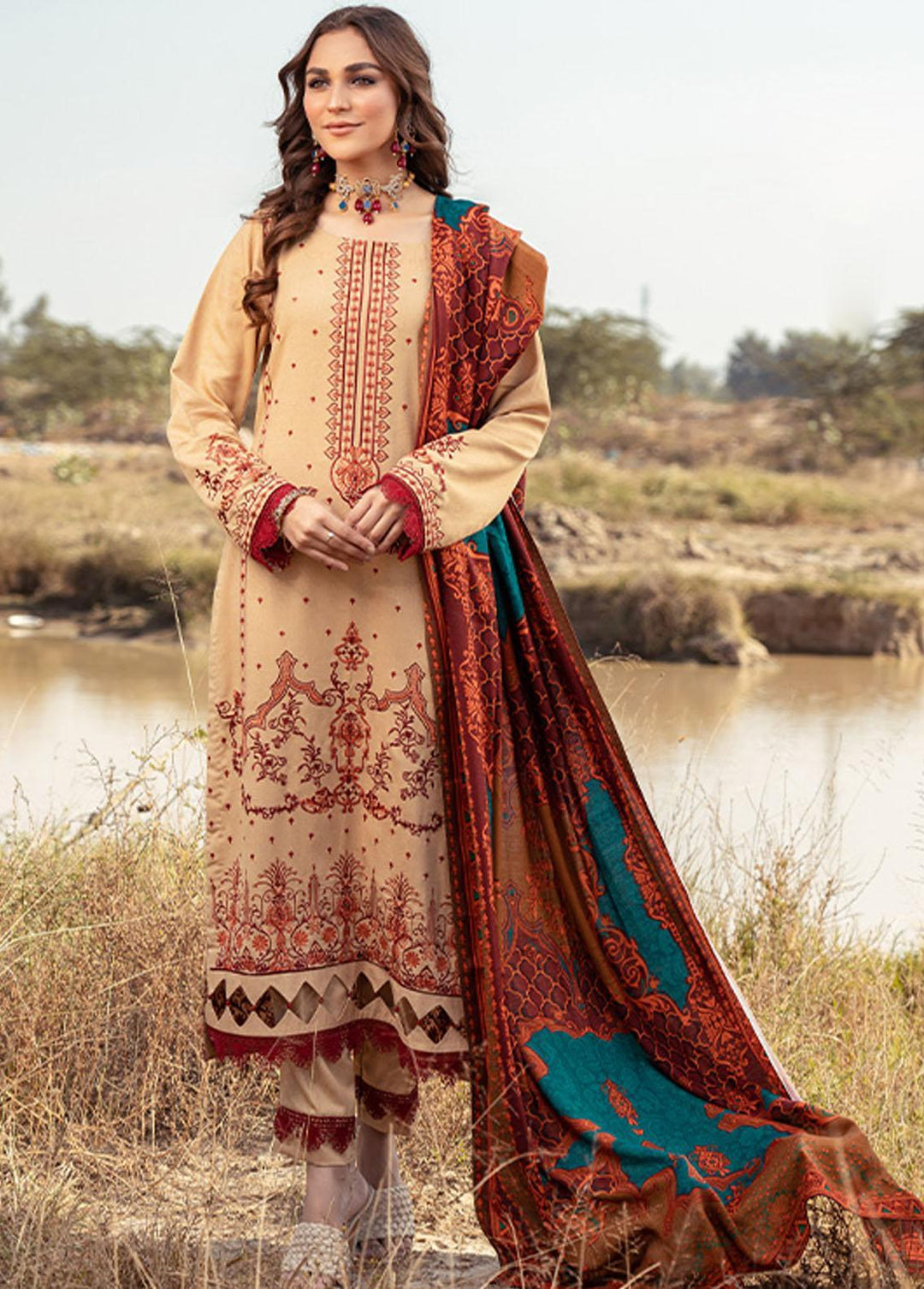 Riwaj By Banafsheh Embroidered Karandi Suits Unstitched 3 Piece BF22R BNK-04 - Winter Collection