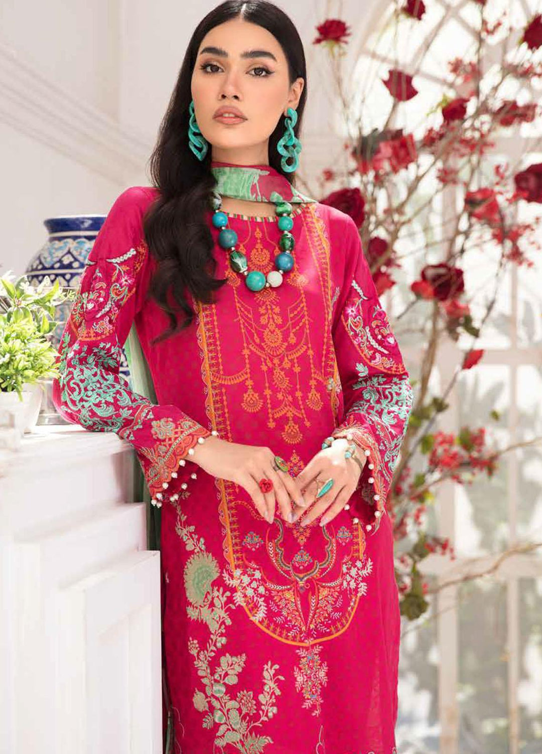 Riwayat-e-Khas By Banafsheh Embroidered Lawn Suits Unstitched 3 Piece BF22RK BNR-08 - Luxury Collection