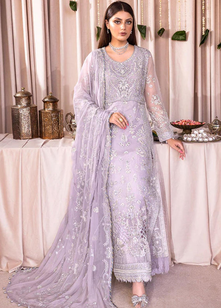 Romansiyyah By Emaan Adeel Embroidered Organza Suits Unstitched 3 Piece EA23RS Sweet Indigo - Luxury Collection