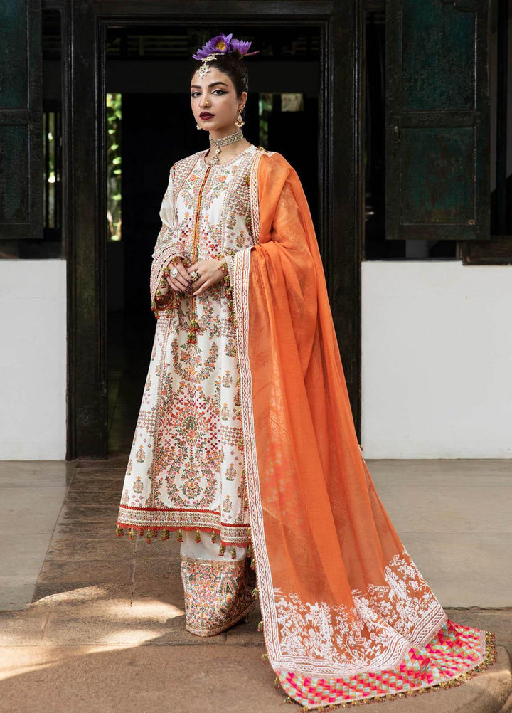 Roshan by Hussain Rehar Embroidered Lawn Suits Unstitched 3 Piece HRR23R Motiya - Luxury Collection
