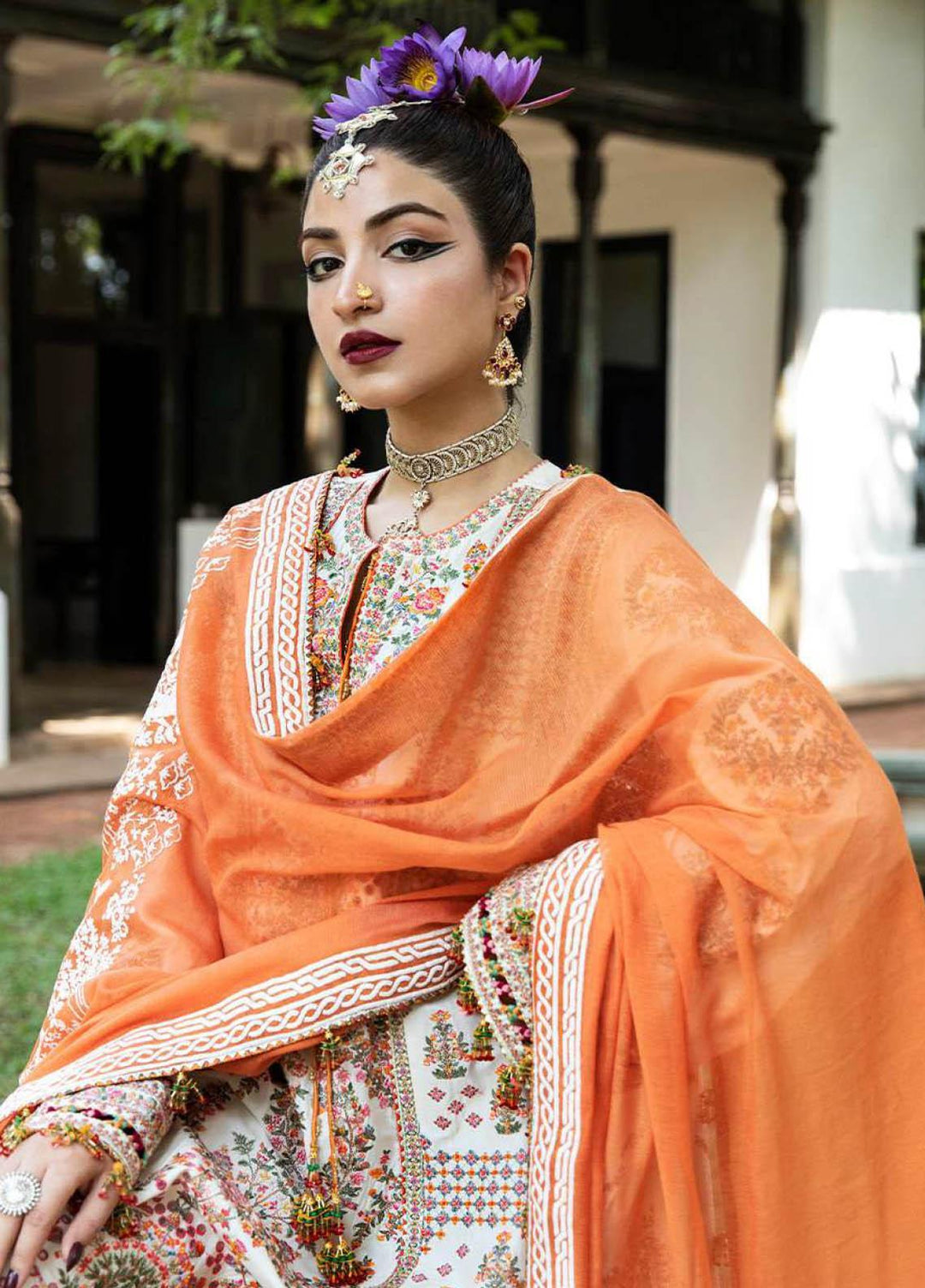 Roshan by Hussain Rehar Embroidered Lawn Suits Unstitched 3 Piece HRR23R Motiya - Luxury Collection