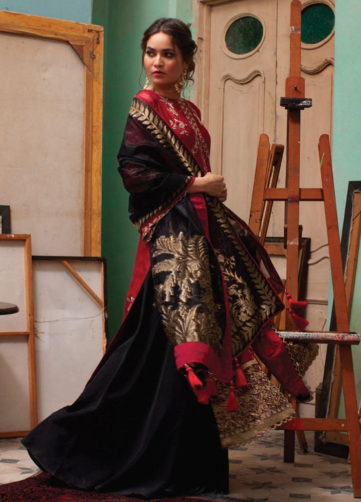 Rouche Embroidered Organza Suits Unstitched 3 Piece RCH21L 07-Red - Luxury Collection