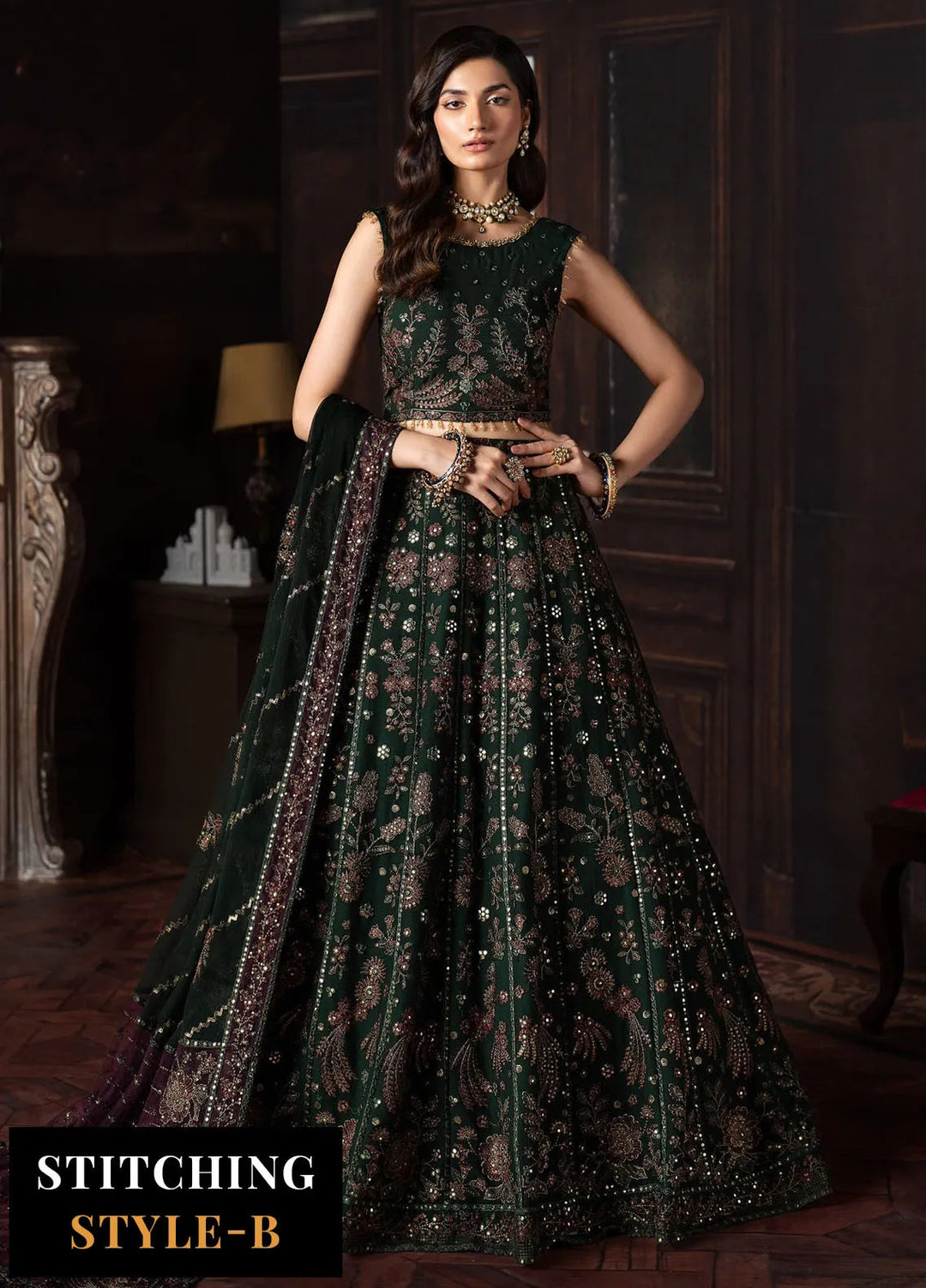 Rouge by Zarif Embroidered Chiffon Suits Unstitched 3 Piece ZR25UF ZRW 01 Elizabeth - Wedding Collection