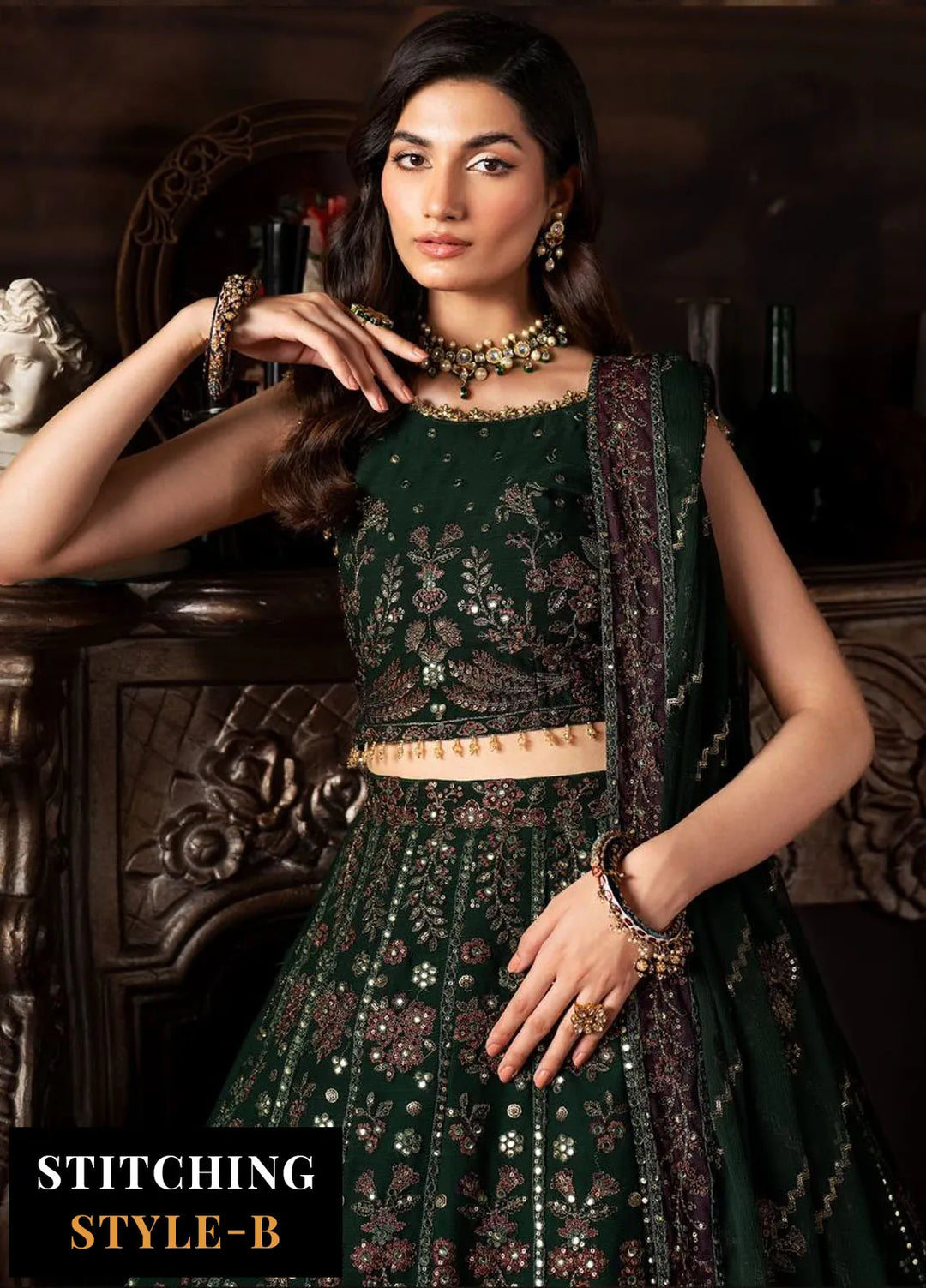 Rouge by Zarif Embroidered Chiffon Suits Unstitched 3 Piece ZF24R ZRW 01 Elizabeth - Wedding Collection