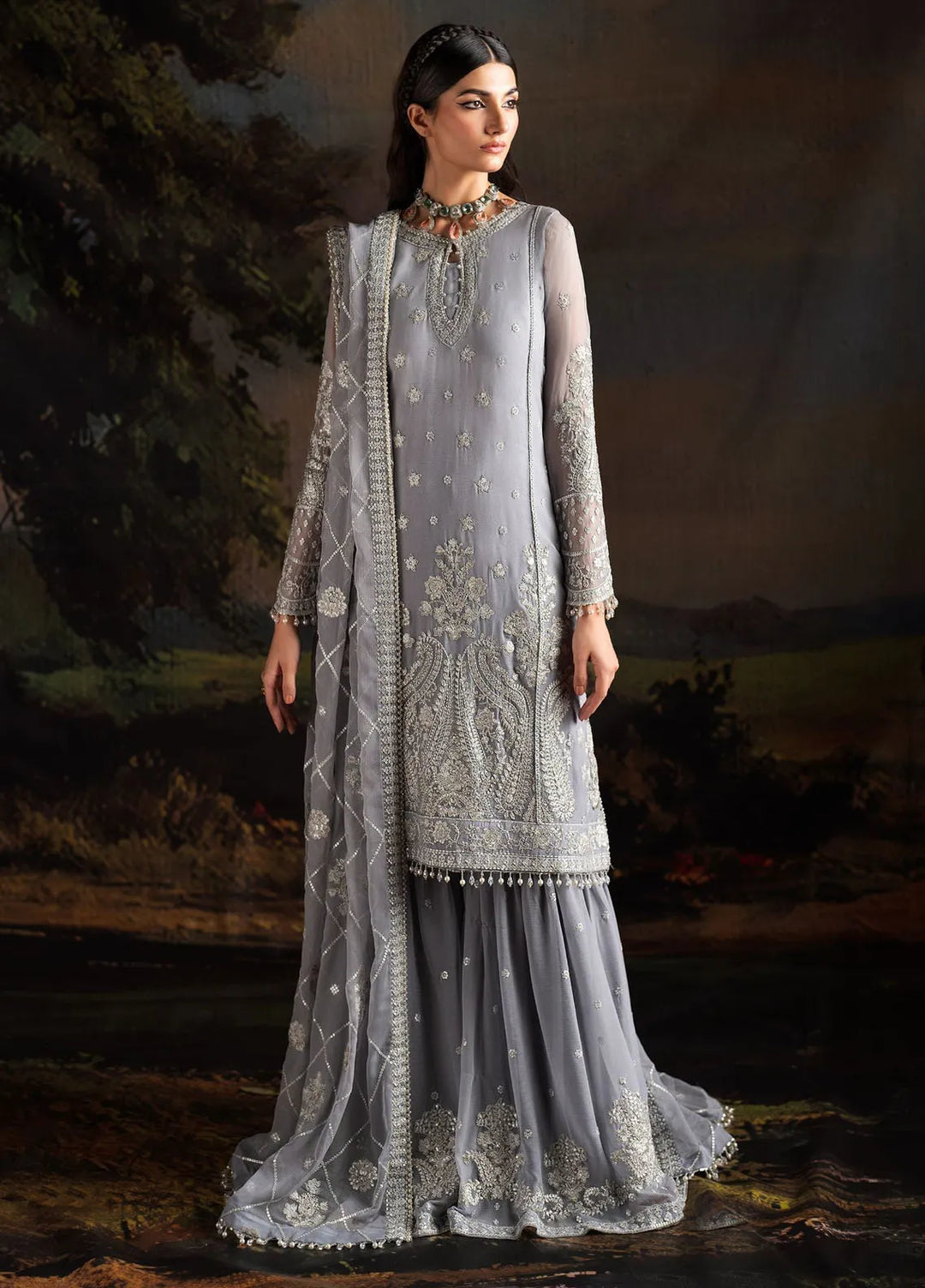 Rouge by Zarif Embroidered Chiffon Suits Unstitched 3 Piece ZF24R ZRW 03 Adeline - Wedding Collection
