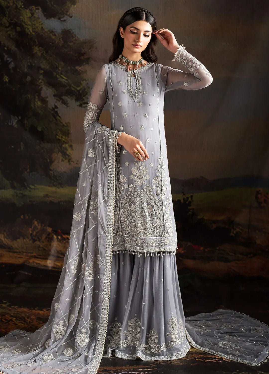 Rouge by Zarif Embroidered Chiffon Suits Unstitched 3 Piece ZF24R ZRW 03 Adeline - Wedding Collection