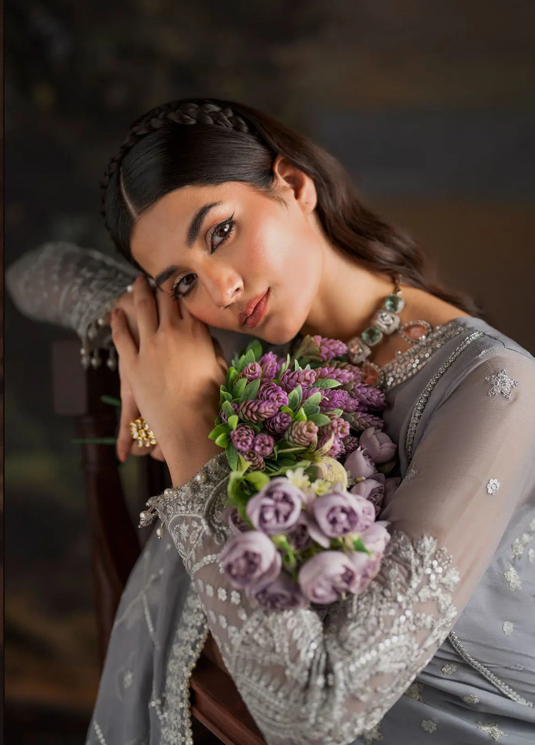 Rouge by Zarif Embroidered Chiffon Suits Unstitched 3 Piece ZF24R ZRW 03 Adeline - Wedding Collection